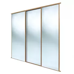 Spacepro Classic 3-Door Sliding Wardrobe Door Kit Oak Frame Mirror Panel 2672 x 2260mm