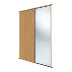 Spacepro Classic 2-Door Sliding Wardrobe Door Kit Oak Frame Oak / Mirror Panel 1489 x 2260mm