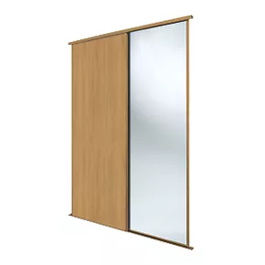 Spacepro Classic 2-Door Sliding Wardrobe Door Kit Oak Frame Oak / Mirror Panel 1489 x 2260mm 3 Spacepro Classic 2-Door Sliding Wardrobe Door Kit Oak Frame Oak / Mirror Panel 1489 x 2260mm
