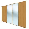 Spacepro Classic 4-Door Sliding Wardrobe Door Kit Oak Frame Oak / Mirror Panel 2370 x 2260mm -Wardrobe Sales 132GK P