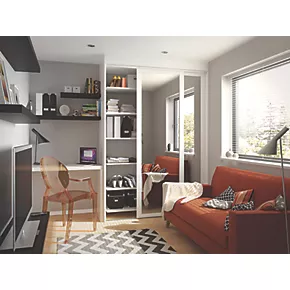 Spacepro Shaker 1-Door Sliding Wardrobe Door White Frame Mirror Panel 762 x 2260mm 4 Spacepro Shaker 1-Door Sliding Wardrobe Door White Frame Mirror Panel 762 x 2260mm - Image 2
