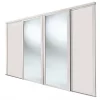 Spacepro Shaker 4-Door Sliding Wardrobe Door Kit Cashmere Frame Cashmere / Mirror Panel 2898 x 2260mm -Wardrobe Sales 166GP P