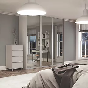Spacepro Shaker 3-Door Sliding Wardrobe Door Kit Cashmere Frame Mirror Panel 2592 x 2260mm 4 Spacepro Shaker 3-Door Sliding Wardrobe Door Kit Cashmere Frame Mirror Panel 2592 x 2260mm - Image 2