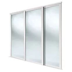 Spacepro Shaker 3-Door Sliding Wardrobe Door Kit Cashmere Frame Mirror Panel 2592 x 2260mm