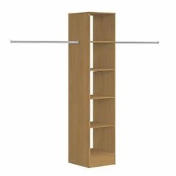 Spacepro 5-Shelf Tower Unit with Hanger Bar Oak 450 x 2100mm