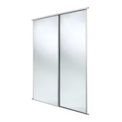 Spacepro Classic 2-Door Sliding Wardrobe Door Kit Cashmere Frame Mirror Panel 1489 x 2260mm