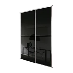Spacepro Minimalist 3-Door Sliding Wardrobe Door Kit Silver Frame Mirror Panel 2718 x 2260mm