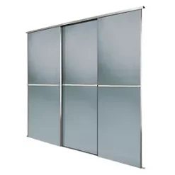 Spacepro Minimalist 3-Door Sliding Wardrobe Door Kit Silver Frame Grey Tinted Mirror Panel 1806 x 2260mm