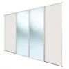Spacepro Classic 4-Door Sliding Wardrobe Door Kit Cashmere Frame Cashmere / Mirror Panel 2370 x 2260mm -Wardrobe Sales 398GK P