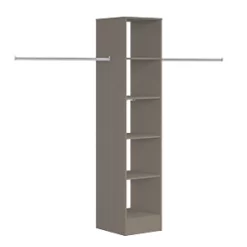 Spacepro 5-Shelf Tower Unit with Hanger Bar Stone Grey 450 x 2100mm