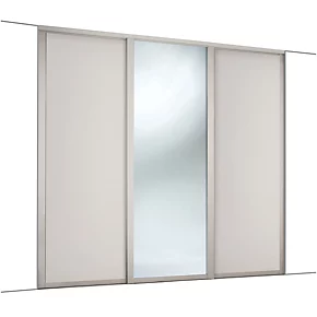 Spacepro 3-Door Sliding Wardrobe Door Kit Dove Grey Frame Dove Grey / Mirror Panel 2136 x 2260mm 4 Spacepro 3-Door Sliding Wardrobe Door Kit Dove Grey Frame Dove Grey / Mirror Panel 2136 x 2260mm - Image 2