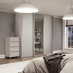 Spacepro 3-Door Sliding Wardrobe Door Kit Dove Grey Frame Dove Grey / Mirror Panel 2136 x 2260mm