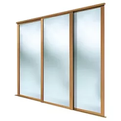 Spacepro Shaker 3-Door Framed Sliding Wardrobe Mirror Doors Oak Frame Mirror Panel 2136 x 2260mm
