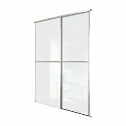 Spacepro Minimalist 2-Door Sliding Wardrobe Door Kit Silver Frame Mirror Panel 1512 x 2260mm
