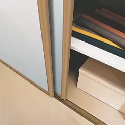 Spacepro Classic 4-Door Sliding Wardrobe Door Kit Oak Frame Mirror Panel 2370 x 2260mm -Wardrobe Sales 428GK A2