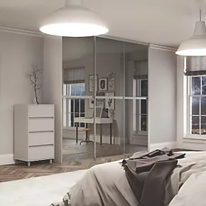 Spacepro Minimalist 3-Door Sliding Wardrobe Door Kit Silver Frame Mirror Panel 2262 x 2260mm 4 Spacepro Minimalist 3-Door Sliding Wardrobe Door Kit Silver Frame Mirror Panel 2262 x 2260mm - Image 2