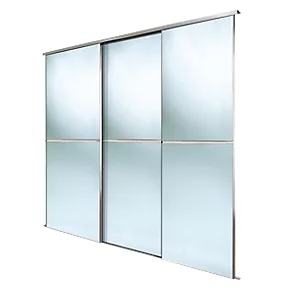 Spacepro Minimalist 3-Door Sliding Wardrobe Door Kit Silver Frame Mirror Panel 2262 x 2260mm 3 Spacepro Minimalist 3-Door Sliding Wardrobe Door Kit Silver Frame Mirror Panel 2262 x 2260mm