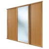 Spacepro Shaker 3-Door Sliding Wardrobe Doors Oak Frame Oak / Mirror Panel 2592 x 2260mm 1 Spacepro Shaker 3-Door Sliding Wardrobe Doors Oak Frame Oak / Mirror Panel 2592 x 2260mm -Wardrobe Sales 4382F P