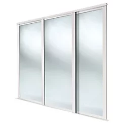 Spacepro Shaker 3-Door Sliding Wardrobe Door Kit Cashmere Frame Mirror Panel 2136 x 2260mm