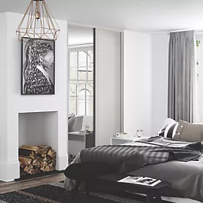 Spacepro Shaker 2-Door Sliding Wardrobe Door Kit Cashmere Frame Cashmere / Mirror Panel 1145 x 2260mm 4 Spacepro Shaker 2-Door Sliding Wardrobe Door Kit Cashmere Frame Cashmere / Mirror Panel 1145 x 2260mm - Image 2