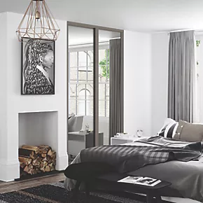 Spacepro Shaker 2-Door Sliding Wardrobe Door Kit Stone Grey Frame Mirror Panel 1753 x 2260mm 4 Spacepro Shaker 2-Door Sliding Wardrobe Door Kit Stone Grey Frame Mirror Panel 1753 x 2260mm - Image 2