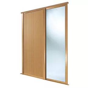 Spacepro Shaker 2-Door Sliding Wardrobe Door Kit Oak Frame Oak / Mirror Panel 1753 x 2260mm 3 Spacepro Shaker 2-Door Sliding Wardrobe Door Kit Oak Frame Oak / Mirror Panel 1753 x 2260mm