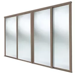 Spacepro Shaker 4-Door Sliding Wardrobe Door Kit Stone Grey Frame Mirror Panel 2290 x 2260mm