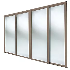 Spacepro Shaker 4-Door Sliding Wardrobe Door Kit Stone Grey Frame Mirror Panel 2290 x 2260mm 3 Spacepro Shaker 4-Door Sliding Wardrobe Door Kit Stone Grey Frame Mirror Panel 2290 x 2260mm