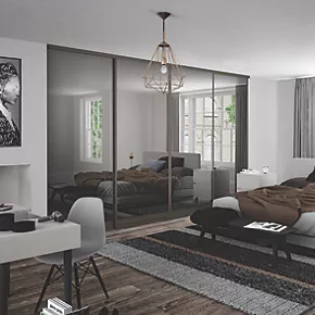 Spacepro Classic 4-Door Sliding Wardrobe Door Kit Stone Grey Frame Mirror Panel 2978 x 2260mm 4 Spacepro Classic 4-Door Sliding Wardrobe Door Kit Stone Grey Frame Mirror Panel 2978 x 2260mm - Image 2