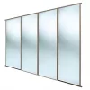 Spacepro Classic 4-Door Sliding Wardrobe Door Kit Stone Grey Frame Mirror Panel 2978 x 2260mm -Wardrobe Sales 537GK P