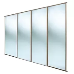 Spacepro Classic 4-Door Sliding Wardrobe Door Kit Stone Grey Frame Mirror Panel 2978 x 2260mm