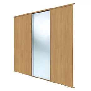 Spacepro Classic 3-Door Sliding Wardrobe Door Kit Oak Frame Oak / Mirror Panel 1760 x 2260mm 3 Spacepro Classic 3-Door Sliding Wardrobe Door Kit Oak Frame Oak / Mirror Panel 1760 x 2260mm