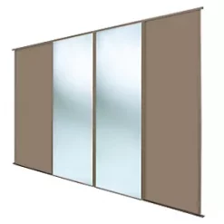 Spacepro Classic 4-Door Sliding Wardrobe Door Kit Stone Grey Frame Stone Grey / Mirror Panel 2370 x 2260mm