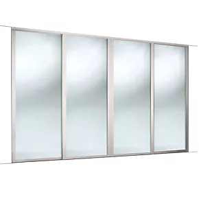 Spacepro 4-Door Sliding Wardrobe Door Kit Dove Grey Frame Mirror Panel 2898 x 2260mm 4 Spacepro 4-Door Sliding Wardrobe Door Kit Dove Grey Frame Mirror Panel 2898 x 2260mm - Image 2