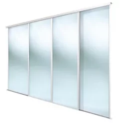 Spacepro Classic 4-Door Framed Sliding Mirror Wardrobe Doors White Frame Mirror Panel 2978 x 2260mm