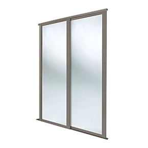 Spacepro Shaker 2-Door Sliding Wardrobe Door Kit Stone Grey Frame Mirror Panel 1449 x 2260mm 3 Spacepro Shaker 2-Door Sliding Wardrobe Door Kit Stone Grey Frame Mirror Panel 1449 x 2260mm