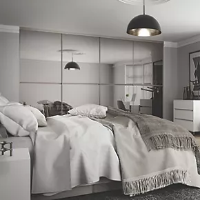 Spacepro Minimalist 4-Door Sliding Wardrobe Door Kit Silver Frame Mirror Panel 2416 x 2260mm 4 Spacepro Minimalist 4-Door Sliding Wardrobe Door Kit Silver Frame Mirror Panel 2416 x 2260mm - Image 2