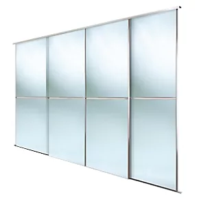 Spacepro Minimalist 4-Door Sliding Wardrobe Door Kit Silver Frame Mirror Panel 2416 x 2260mm 3 Spacepro Minimalist 4-Door Sliding Wardrobe Door Kit Silver Frame Mirror Panel 2416 x 2260mm
