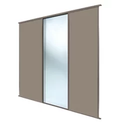 Spacepro Classic 3-Door Sliding Wardrobe Door Kit Stone Grey Frame Stone Grey / Mirror Panel 2216 x 2260mm