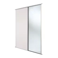 Spacepro Classic 2-Door Sliding Wardrobe Door Kit Cashmere Frame Cashmere / Mirror Panel 1489 x 2260mm