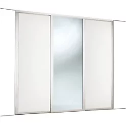 Spacepro 3-Door Sliding Wardrobe Door Kit White Frame White / Mirror Panel 2136 x 2260mm -Wardrobe Sales 711KF A1