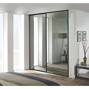 Spacepro Classic 2-Door Framed Sliding Mirror Wardrobe Doors Black Frame Mirror Panel 1489 x 2260mm 5 Spacepro Classic 2-Door Framed Sliding Mirror Wardrobe Doors Black Frame Mirror Panel 1489 x 2260mm - Image 3