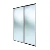 Spacepro Classic 2-Door Framed Sliding Mirror Wardrobe Doors Black Frame Mirror Panel 1489 x 2260mm -Wardrobe Sales 7205F P