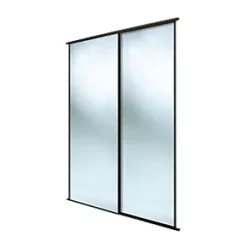 Spacepro Classic 2-Door Framed Sliding Mirror Wardrobe Doors Black Frame Mirror Panel 1489 x 2260mm