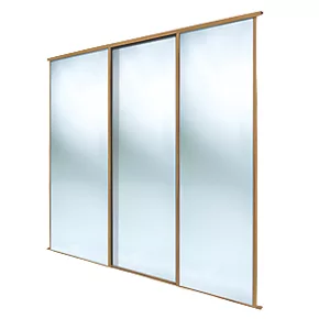 Spacepro Classic 3-Door Sliding Wardrobe Door Kit Oak Frame Mirror Panel 1760 x 2260mm 3 Spacepro Classic 3-Door Sliding Wardrobe Door Kit Oak Frame Mirror Panel 1760 x 2260mm
