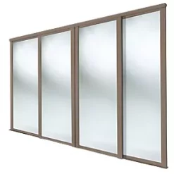 Spacepro Shaker 4-Door Sliding Wardrobe Door Kit Stone Grey Frame Mirror Panel 2898 x 2260mm