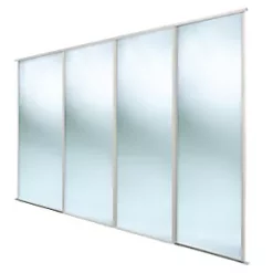 Spacepro Classic 4-Door Sliding Wardrobe Door Kit Cashmere Frame Mirror Panel 2978 x 2260mm