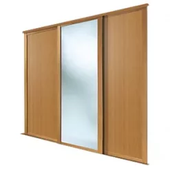 Spacepro Shaker 3-Door Sliding Wardrobe Doors Oak Frame Oak / Mirror Panel 1680 x 2260mm