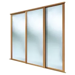 Spacepro Shaker 3-Door Framed Sliding Wardrobe Mirror Doors Oak Frame Mirror Panel 2692 x 2260mm