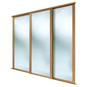 Spacepro Shaker 3-Door Framed Sliding Wardrobe Mirror Doors Oak Frame Mirror Panel 2692 x 2260mm 3 Spacepro Shaker 3-Door Framed Sliding Wardrobe Mirror Doors Oak Frame Mirror Panel 2692 x 2260mm